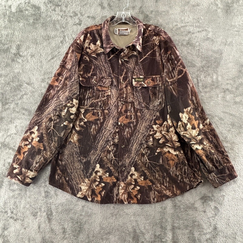Gamehide Camo Shirt Mens XXL Camouflage Hunting Button Long Sleeve Style 335